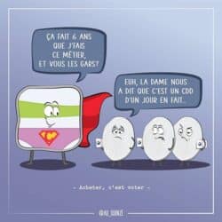 Illustration zéro déchet ! Coton démaquillant lavable VS Cotons démaquillants jetables by @au_quinze